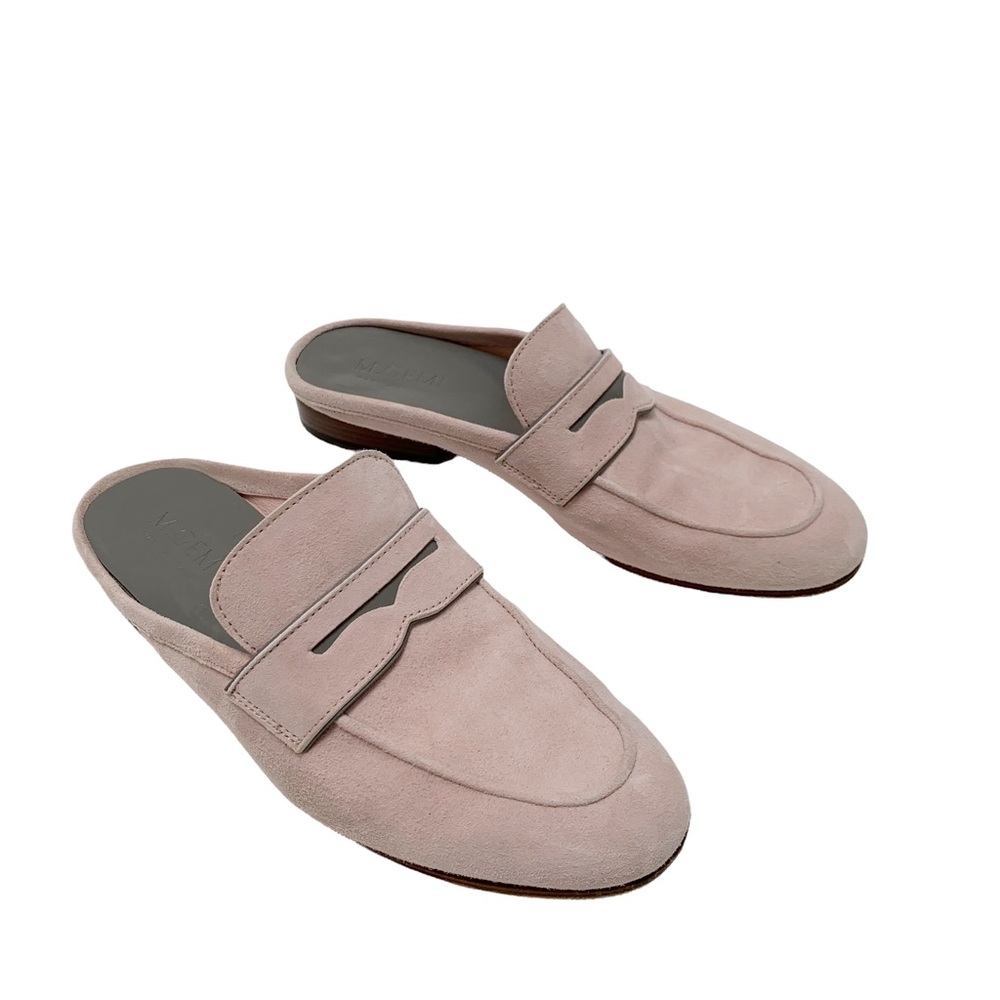 M. Gemi Suede Mules Pale Pink Loafer Size 37/7 Made in Italy Slide Slip On